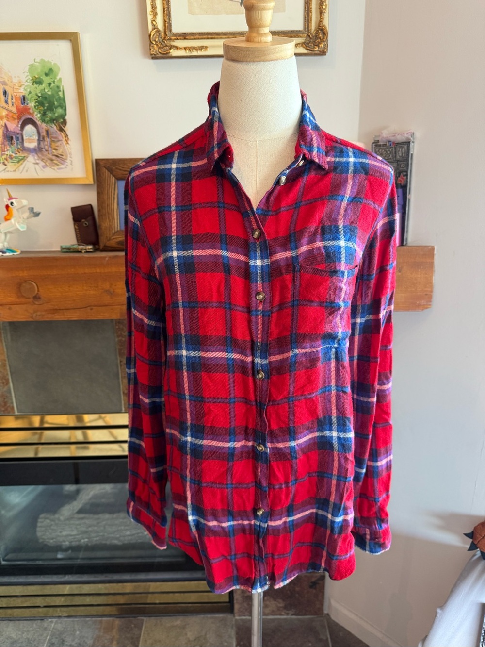 American Eagle Outfitters Ahh-Mazingly Soft Red Plaid Shirt